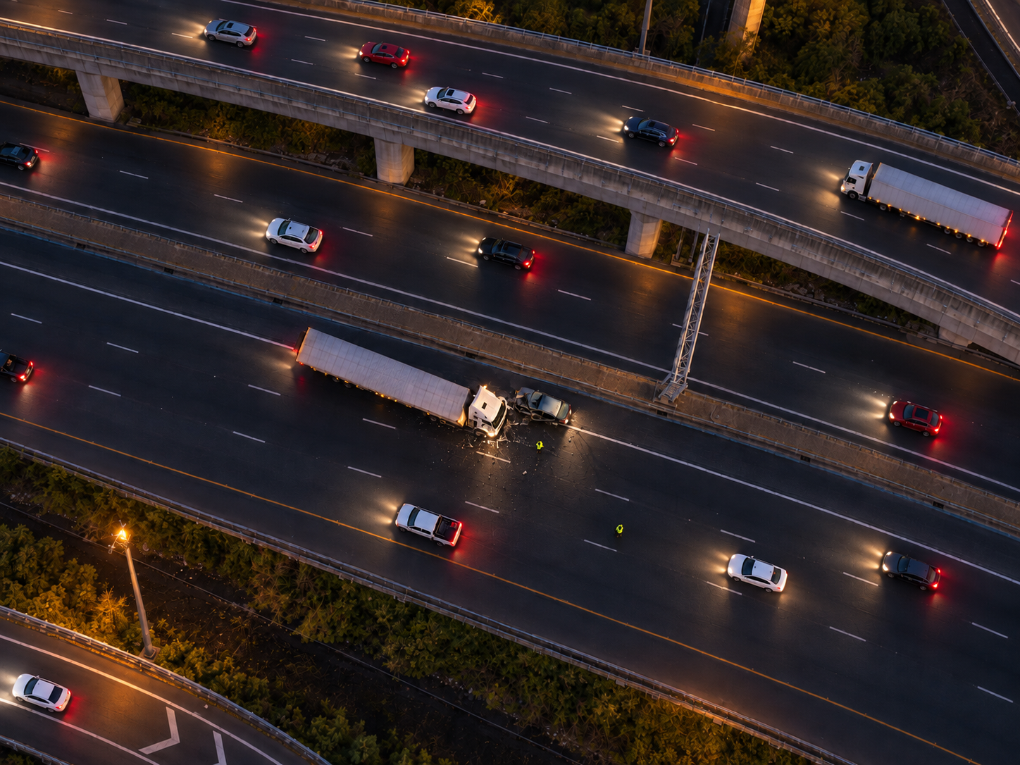 Highway traffic at night monitored by Intellisection AIDE incident detection